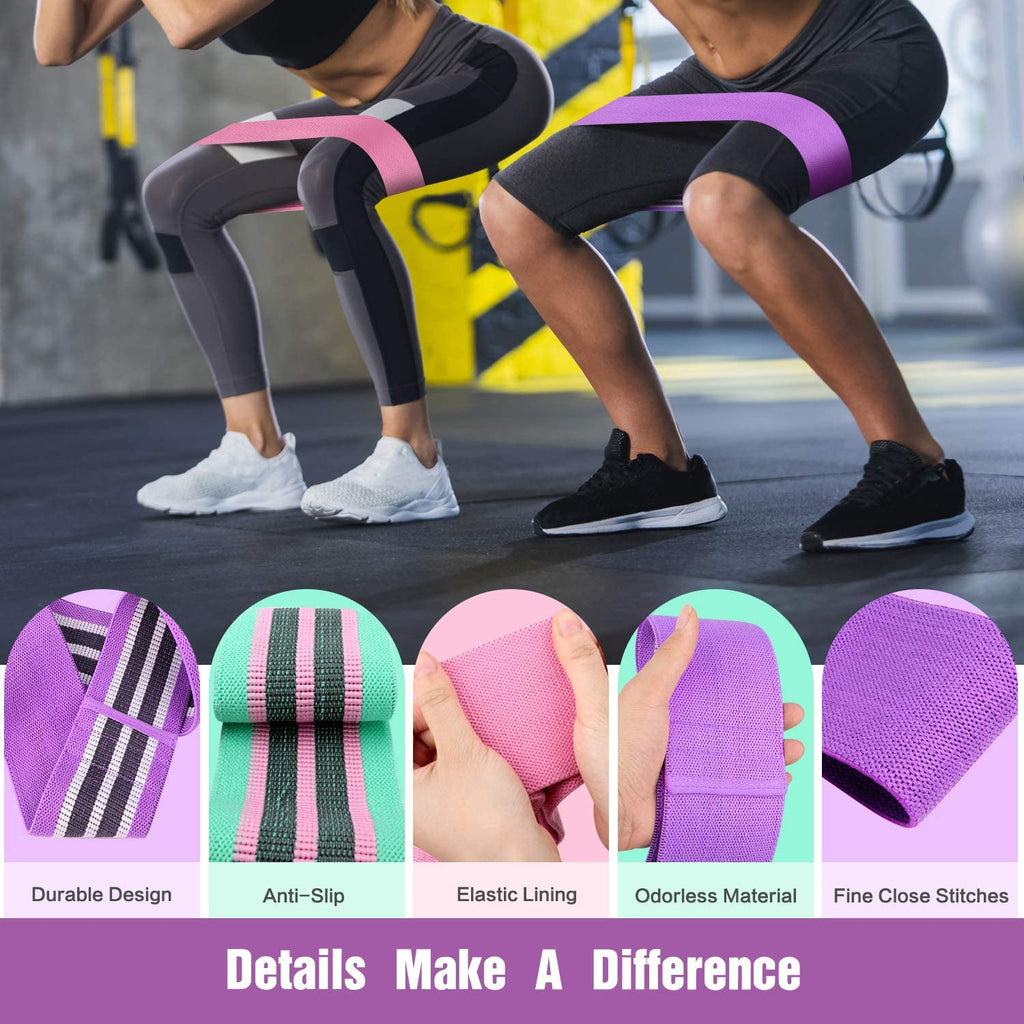 Resistance Bands for Legs and Butt Exercise Bands - Non Slip Elastic Booty Bands, 3 Levels Workout Bands Women Sports Fitness Band for Squat Glute Hip Training